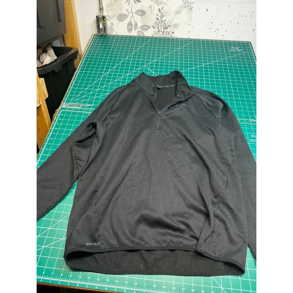 Nike Dri-FIT Women Quarter Zip Pullover Black Athletic Fleece Top XLT 4H07
